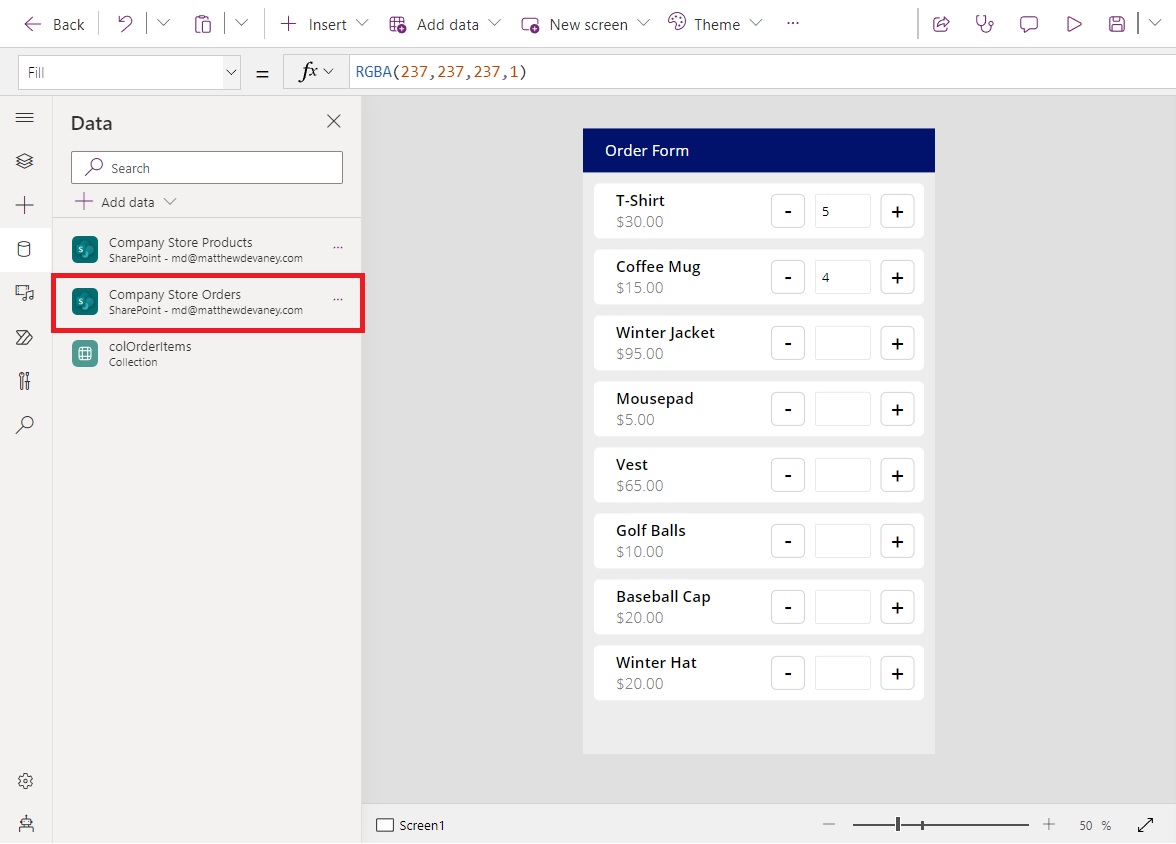Build A Shopping Cart In Power Apps