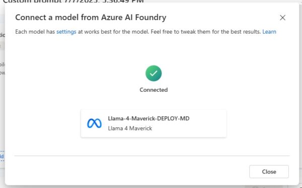 Azure AI Foundry Model In Copilot Studio Custom Prompts