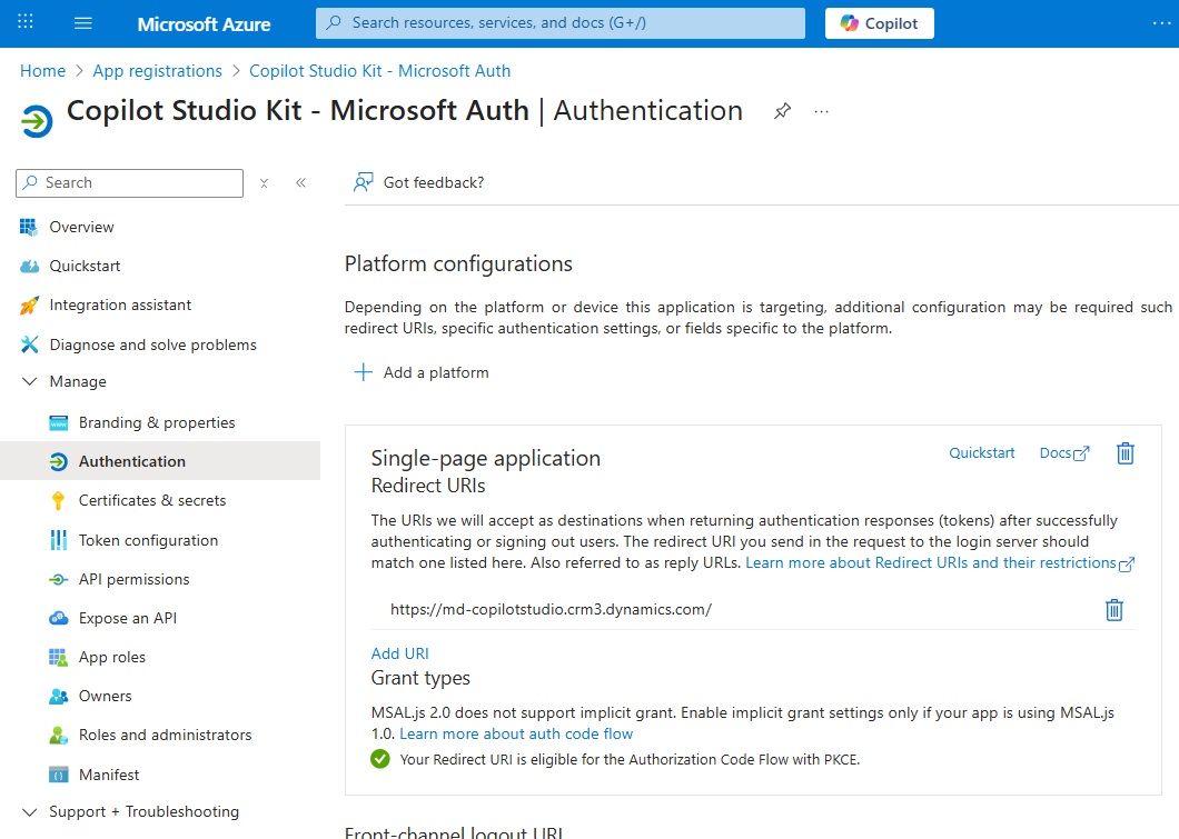 Configure MS Auth for Test Automation in Copilot Studio Kit